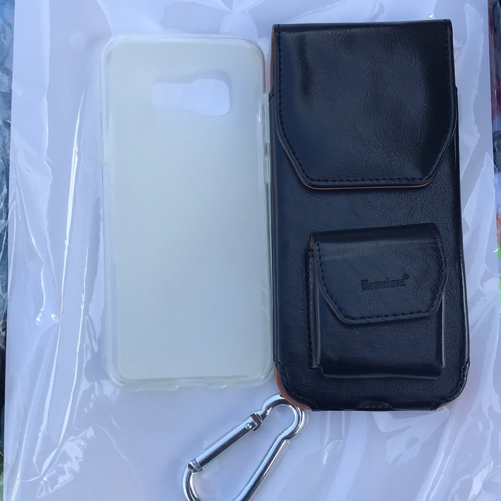 Black leather S8 plus phone case and holster